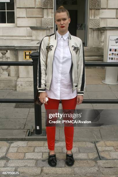 Street fashion portrait. London Fashion Week, Somerset House, September 2012.