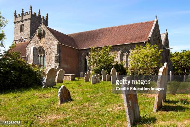 All Saints Church in the old village of Godshill on the Isle of Wight, South East England.