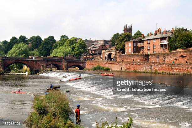 The weir at the Old Dee Bridge across River Dee in Chester, Cheshire, England, is the oldest bridge in the city. A bridge on this site was originally...