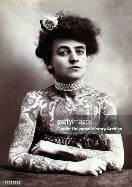 Portrait of American circus performer Maud Stevens Wagner , one of ...
