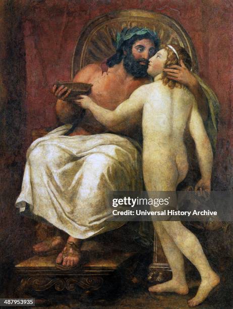 Jupiter Kissing Ganymede, fresco by Anton Raphael Mengs and Giacomo Casanova in 1758. An imitation of an ancient Roman fresco, it was created to fool...