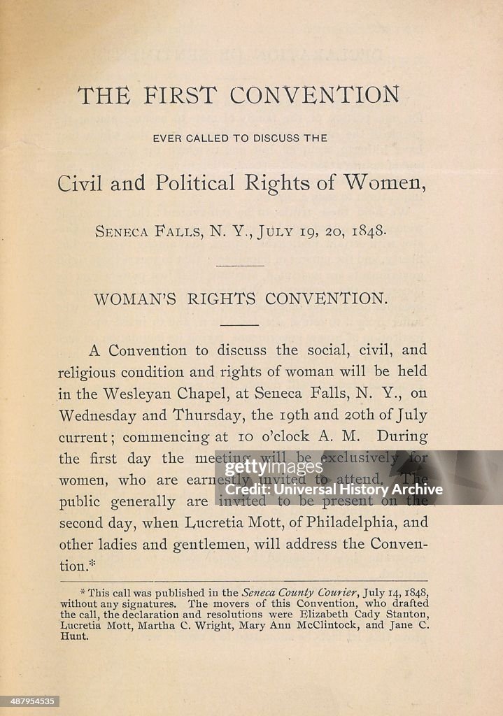 Declaration of Sentiments, 1848.