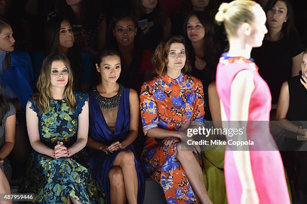 Actress Gillian Jacobs, actress Jamie Chung, and actress Mary Elizabeth Winstead attends Monique Lhuillier Spring 2016 during New York Fashion Week:...