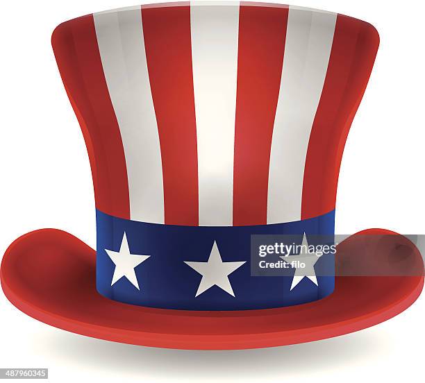 uncle sam patriotic usa hat - white top hat stock illustrations