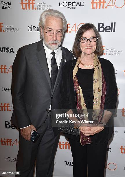 Director of news and social products at Google Richard Gingras and daughter of Dalton Trumbo, Mitzi Trumbo, attend the "Trumbo" premiere during the...