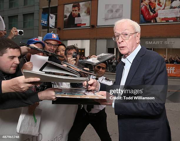 Actor Michael Caine greets fans at Fox Searchlight's "Youth" Toronto International Film Festival special presentation on September 12, 2015 in...