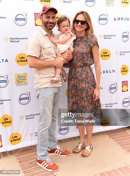 Television host Jimmy Kimmel, screenwriter Molly McNearney and daughter Jane Kimmel pose for portrait at 6th Annual L.A. Loves Alex's Lemonade at...