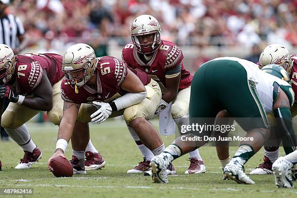 Quarterback Everett Golson of the Florida State Seminoles during the game against the South Florida Bulls at Doak Campbell Stadium on Bobby Bowden...