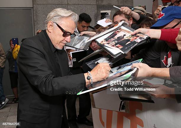 Actor Harvey Keitel greets fans at Fox Searchlight's "Youth" Toronto International Film Festival special presentation on September 12, 2015 in...