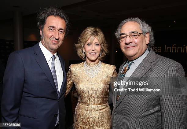 Director Paolo Sorrentino, actress Jane Fonda and Fox Searchlight Pictures Inc. Co-President Stephen Gilula attends Fox Searchlight's "Youth" Toronto...