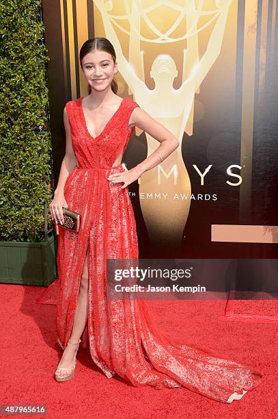 Actress G. Hannelius attends the 2015 Creative Arts Emmy Awards at Microsoft Theater on September 12, 2015 in Los Angeles, California.