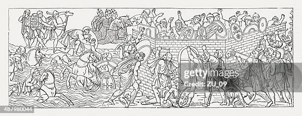 roman soldiers in the dacian wars, published in 1878 - siege 幅插畫檔、美工圖案、卡通及圖標