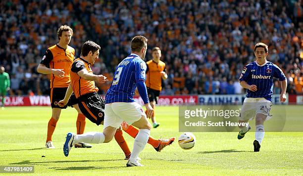 Samuel Ricketts of Wolves scores their first goal during the Sky Bet League One match between Wolverhampton Wanderers and Carlisle United at Molineux...