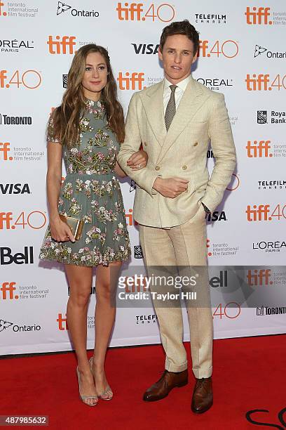 Hannah Bagshawe and Eddie Redmayne attend the premiere of "The Danish Girl" at Princess of Wales Theatre during the 2015 Toronto International Film...