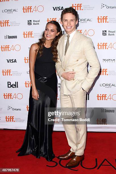 Actors Alicia Vikander and Eddie Redmayne attend "The Danish Girl" premiere during the 2015 Toronto International Film Festival held at the Princess...