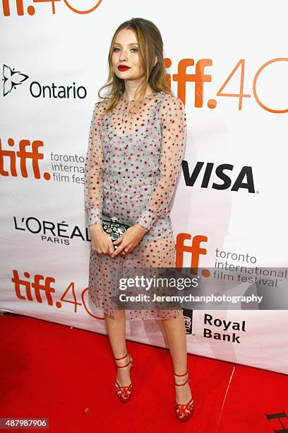 Actor Emily Browning attends the "Legend" premiere during the 2015 Toronto International Film Festival held at Roy Thomson Hall on September 12, 2015...