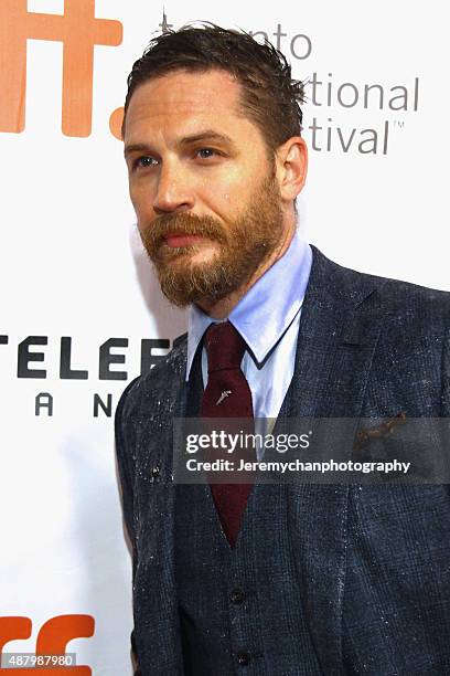 Actor Tom Hardy attends the "Legend" premiere during the 2015 Toronto International Film Festival held at Roy Thomson Hall on September 12, 2015 in...