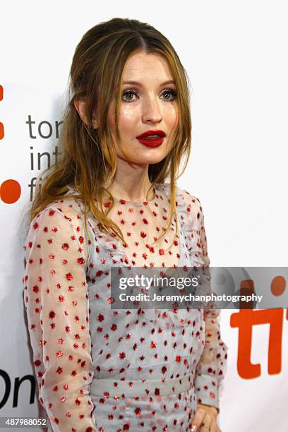 Actor Emily Browning attends the "Legend" premiere during the 2015 Toronto International Film Festival held at Roy Thomson Hall on September 12, 2015...