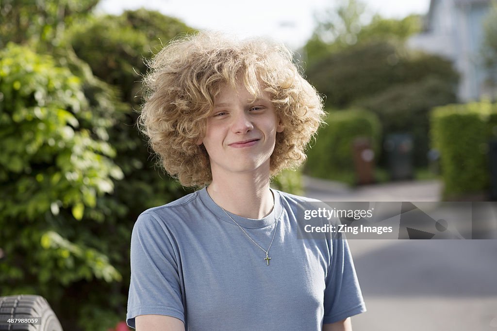 Teenage boy outdoors, portrait