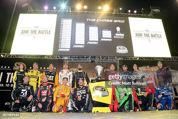 Matt Kenseth, driver of the Dollar General Toyota, Ryan Newman, driver of the Caterpillar Chevrolet, Carl Edwards, driver of the ARRIS Toyota, Paul...