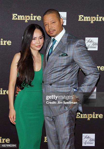 Actor Terrence Howard and Mira Pak attend the "Empire" curated collection unveiling at Saks Fifth Avenue on September 12, 2015 in New York City.