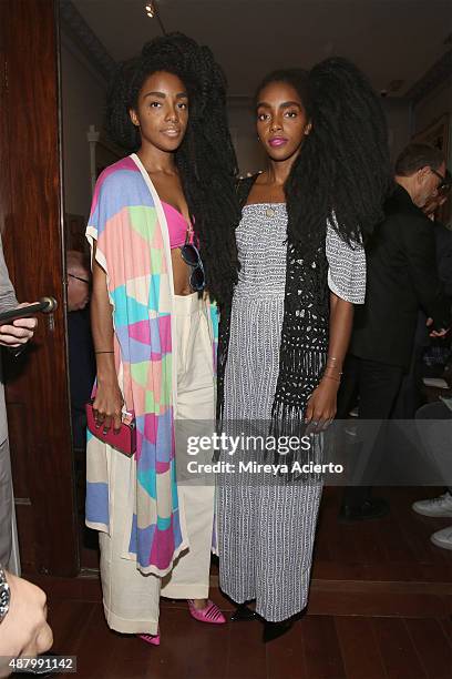 Cipriana Quann and TK Wonder attend the Monse fashion show during Spring 2016 MADE Fashion Week at Norwood Club on September 12, 2015 in New York...