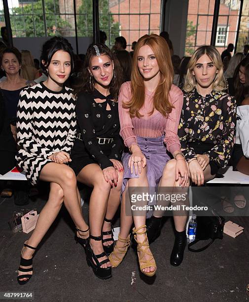 Actress Julia Goldani Telles, Singer Liz Nistico, Actor Bella Thorne and Actress Zosia Mamet attend the Jill Stuart Spring 2016 New York Fashion Week...