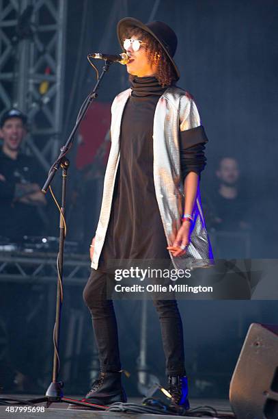 Andro Cowperthwaite of Jungle performs onstage during day 3 of Bestival 2015 at Robin Hill Country Park on September 12, 2015 in Newport, Isle of...