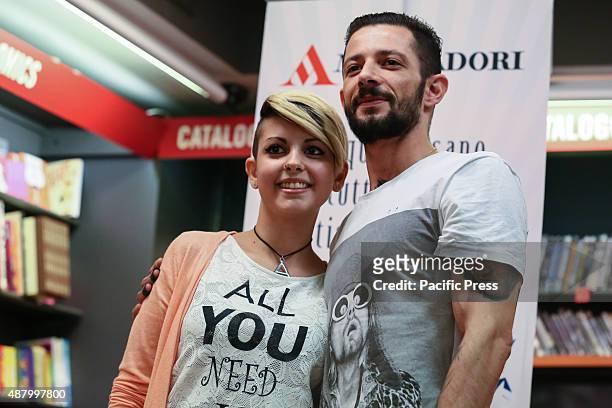 The Italian rapper and songwriter Francesco Tarducci, also known as "Nesli", meet his fans at Mondadori bookshop to sign autographs of his first...