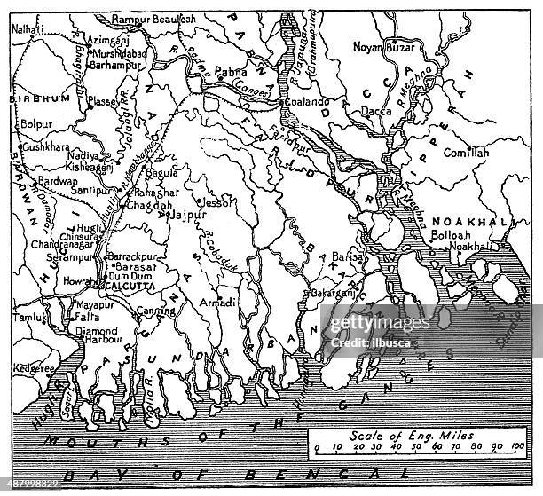ilustrações, clipart, desenhos animados e ícones de mapa antigo de calcutá - bengala ocidental