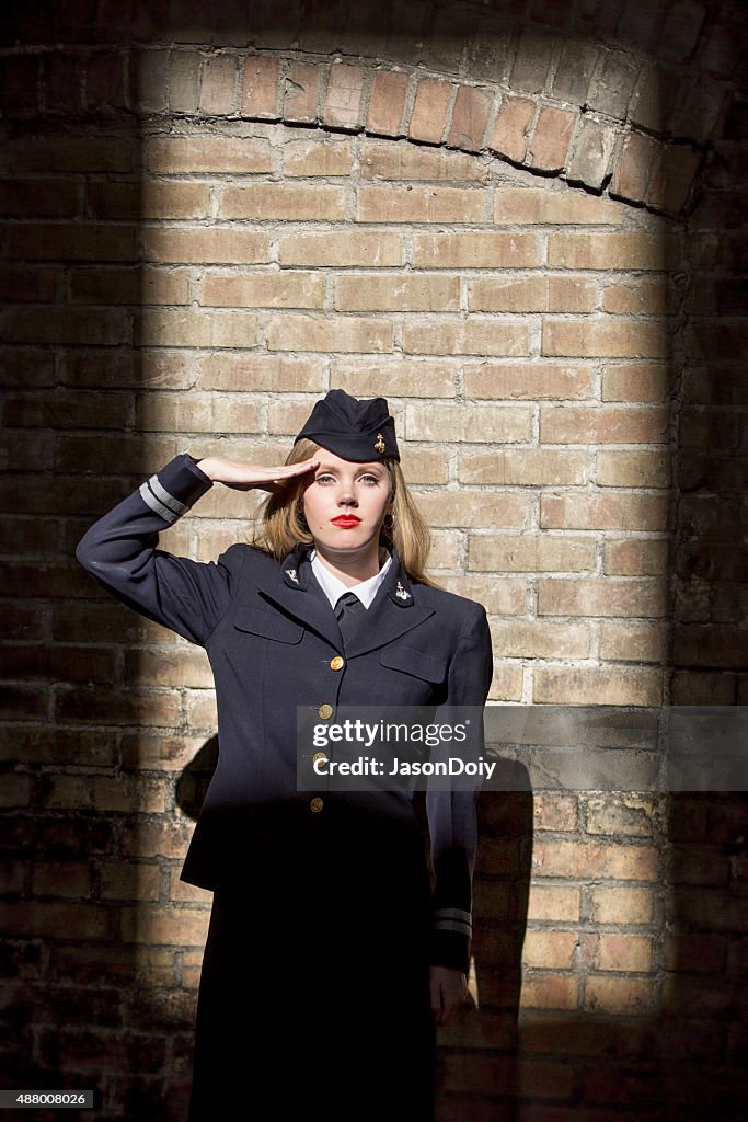 World War II Female Navy Seaman Saluting