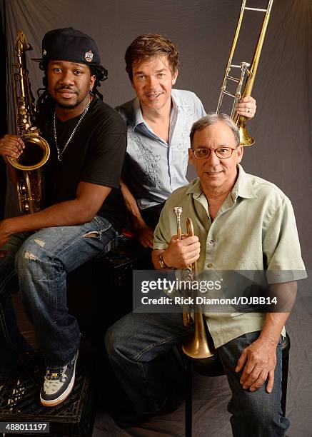 Musicians Khris Royal, Mark Mullins and Bobby Campo pose for a photo prior to The Musical Mojo of Dr. John: A Celebration of Mac & His Music at the...