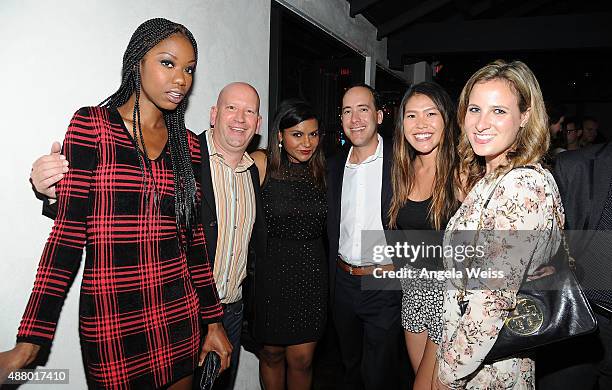 Actress Xosha Roquemore, Hulu's Jim O'Donnell, actress Mindy Kaling, Marty Dehler, Melissa Lam and Julianne Schuckert attend the premiere of Hulu's...