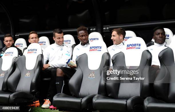 Newcastle United Bench with players seen left to right, Adam Armstrong, Luuk de Jong, Steven Taylor, Mapou Yanga Mbiwa, Dan Gosling and Massadio...