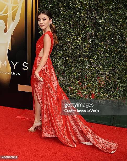 Actress G. Hannelius attends the 2015 Creative Arts Emmy Awards at Microsoft Theater on September 12, 2015 in Los Angeles, California.