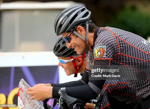 Professional cyclist Christian Vande Velde of Team Hublot participates in the Walk, Run and Ride during Best Buddies Hearst Castle Challenge on...