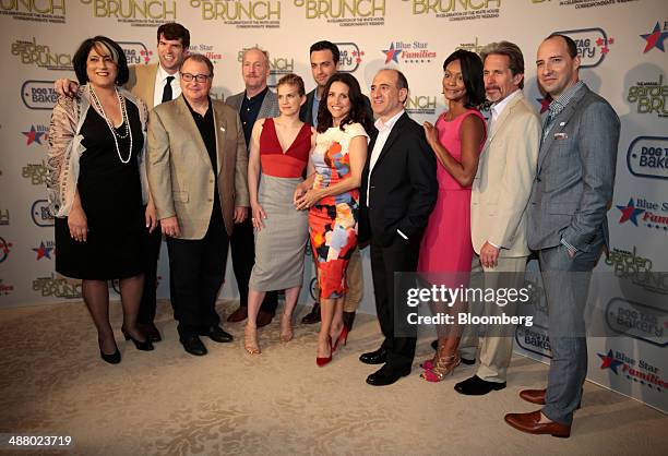 Tammy Haddad, from left, actors Timothy Simons, Kevin Dunn, Reid Scott, Matt Walsh, Anna Chlumsky, Julia Louis-Dreyfus, writer Armando Iannucci,...