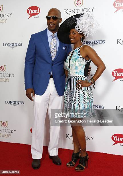 Star Chauncey Billups and his wife, Piper, appear on the red carpet before the 140th running of the Kentucky Derby at Churchill Downs in Louisville,...
