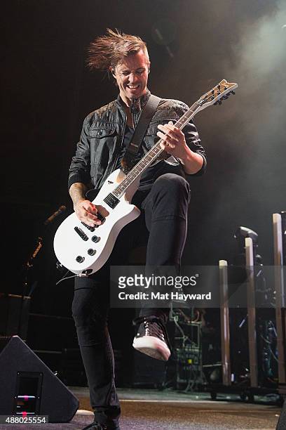 Jerry Horton of Papa Roach perform on stage at Xfinity Arena on September 12, 2015 in Everett, Washington.