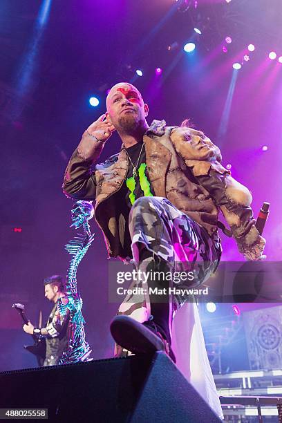 Ivan Moody of Five Finger Death Punch performs on stage at Xfinity Arena on September 12, 2015 in Everett, Washington.