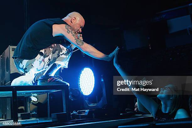 Ivan Moody of Five Finger Death Punch performs on stage at Xfinity Arena on September 12, 2015 in Everett, Washington.