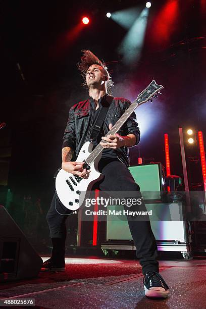 Jerry Horton of Papa Roach perform on stage at Xfinity Arena on September 12, 2015 in Everett, Washington.