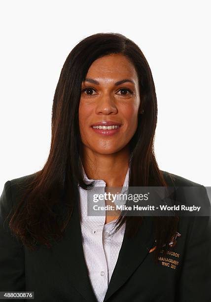 Rene Naylor, Physio of South Africa poses for a portrait during the South Africa Rugby World Cup 2015 squad photo call at the Grand Hotel on...
