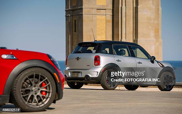 mini cooper countryman jcw in spring time - mini countryman stock pictures, royalty-free photos & images