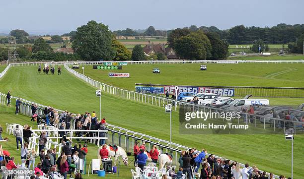 Runners make their way through the course during the Simonstone Motor Group Handicap at Bath Racecourse on September 13, 2015 in Bath, England.