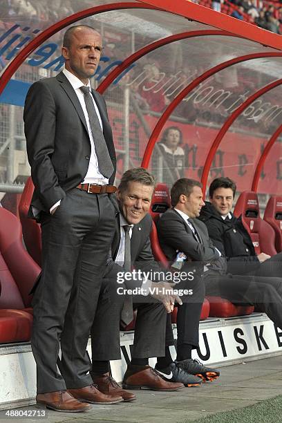 Coach Alfred Schreuder of FC Twente, coach Michel Jansen of FC Twente during the Dutch Eredivisie match between FC Twente and Pec Zwolle at the...