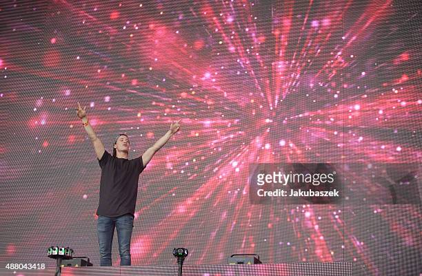 Kygo performs live on stage during the second day of the Lollapalooza Berlin music festival at Tempelhof Airport on September 13, 2015 in Berlin,...