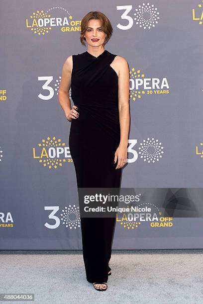 Actress Stana Katic attends LA Opera's 30th Anniversary Season Opening Night at Dorothy Chandler Pavilion on September 12, 2015 in Los Angeles,...