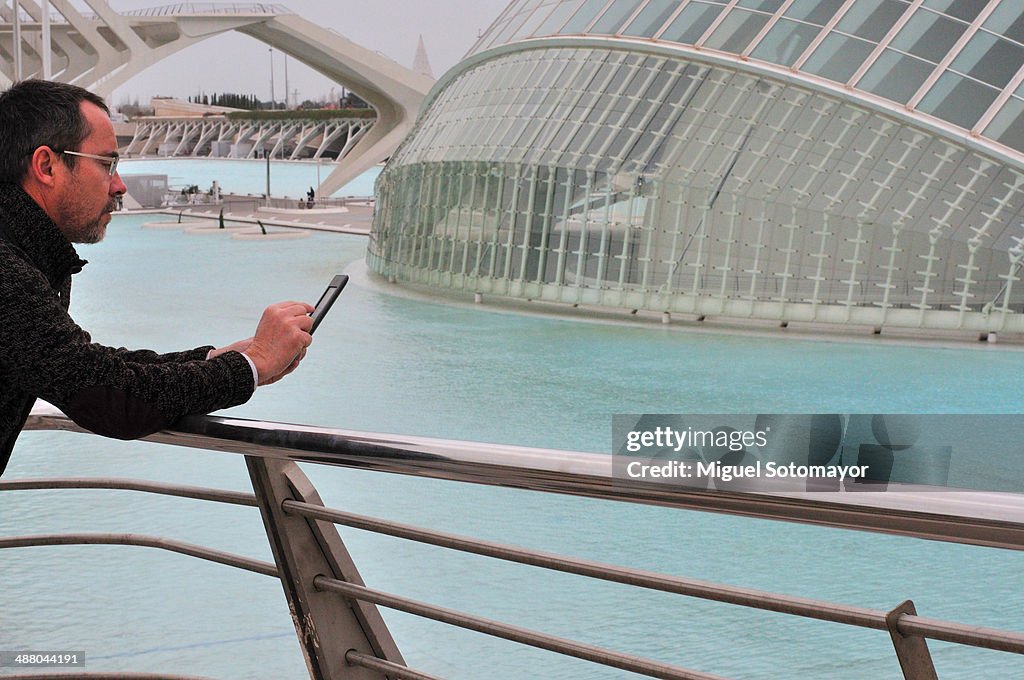 Man reading his ebook