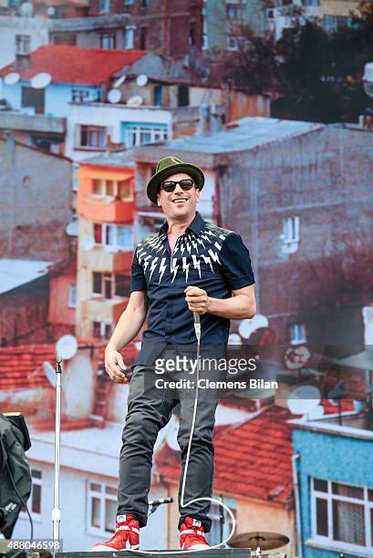 Arnim Teutoburg-Weiss, singer of the band Beatsteaks, performs live on stage during the second day of the Lollapalooza Berlin music festival at...